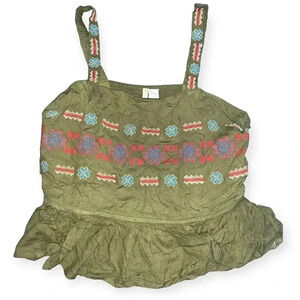 JAPNA embroidered crop peplum blouse